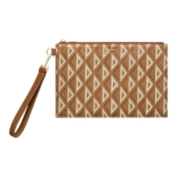 DIOR Cow Leather Canvas Handbags Clutches Men's Coffee