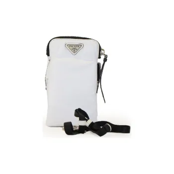PRADA Nylon Cell Phone Pouch Unisex White