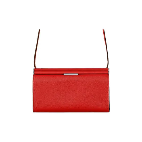 HERMES Clic H Evercolor Calfskin Shoulder Bag, Crossbody Bag Regular Women's Heart Red