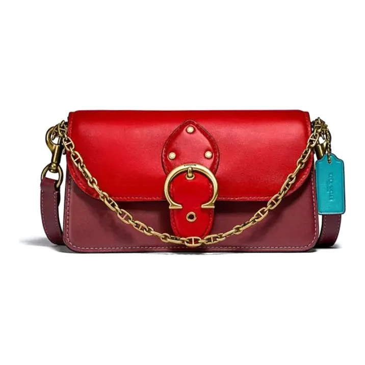 COACH Beat Leather Portable Crossbody Bag Shoulder Bag Women's China Red Multicolor-0
