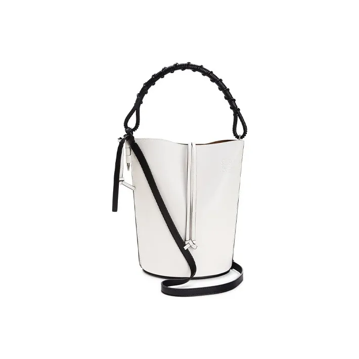 LOEWE Natural Calfskin Bucket Bag, Portable Crossbody Bag, Shoulder Bag Women's Cotton White-0