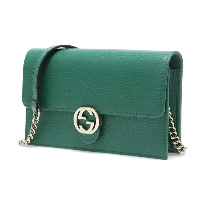 GUCCI Cow Leather Messenger Bag Envelope Bag Wallet Crossbody Bag Shoulder Bag Women's Green-1