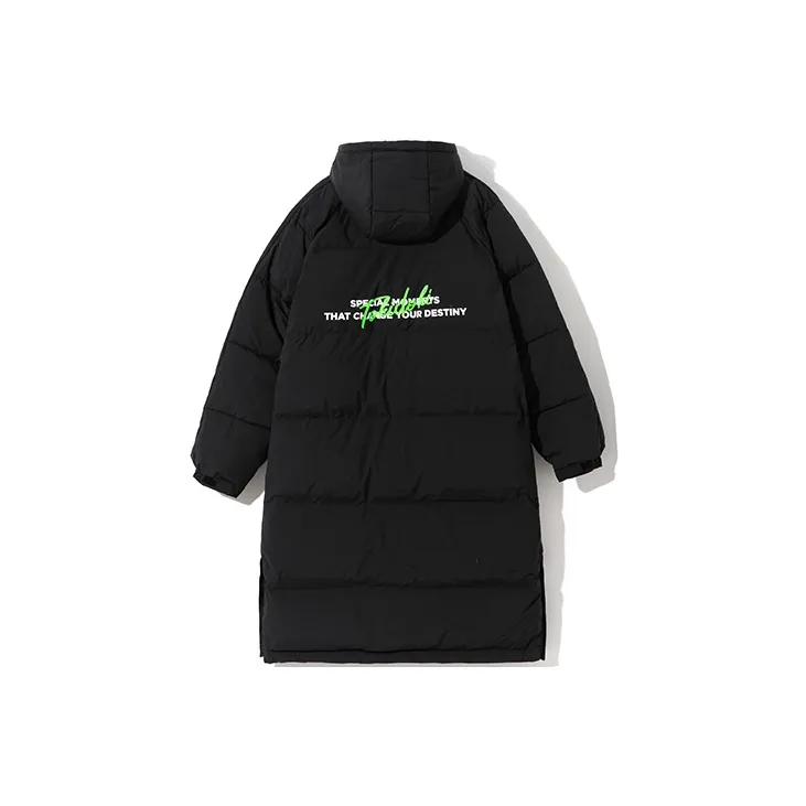 Tokidoki Letter Geometric Pattern Hooded Loose Fit Thickened Long Puffer Jacket Unisex-1