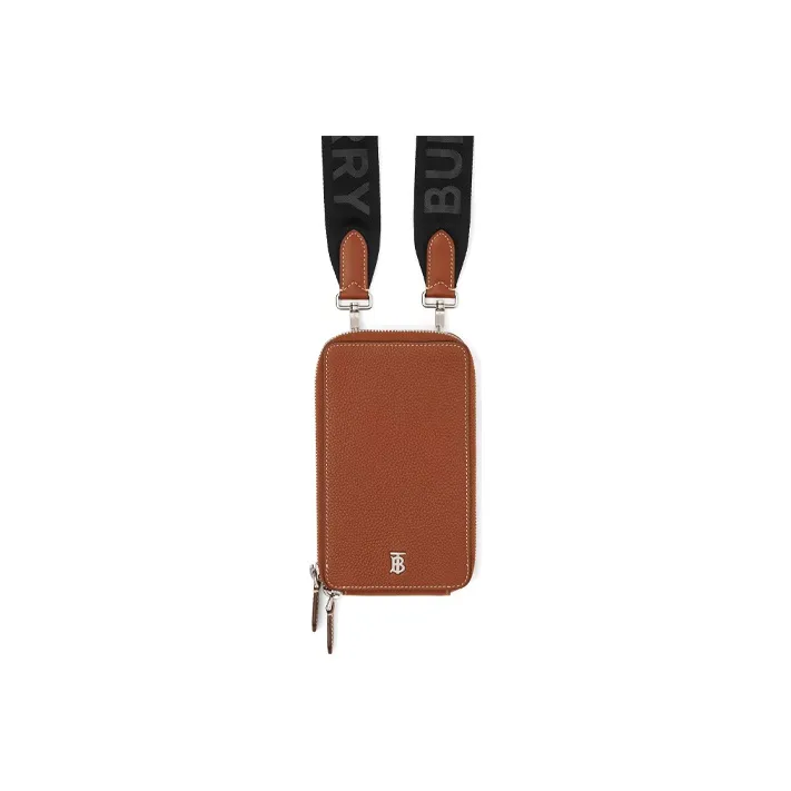 Burberry Grain Texture Leather Protective Case Cell Phone Pouch Unisex Tan-0
