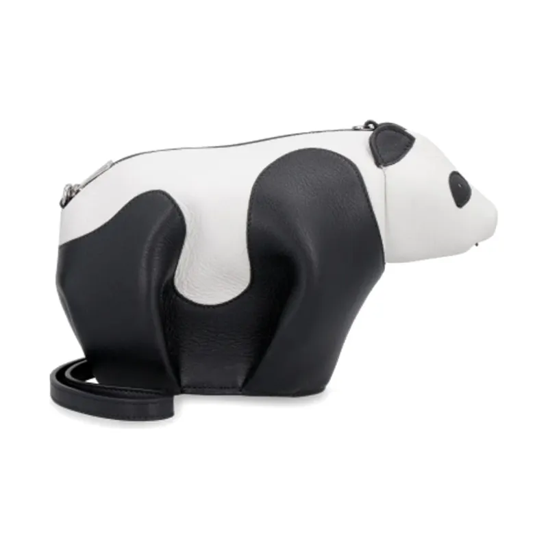 LOEWE Classic Grained Calfskin Panda Bag Handheld Shoulder Bag Crossbody Bag Mini Women's Black White-0