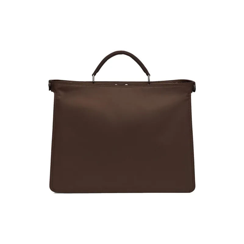 FENDI Peekaboo ISeeU Nylon Shoulder Bag Crossbody Bag Handbag Medium Size Men's Dark Brown-2