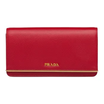 PRADA Cow Leather Clutch Mini Women's Red