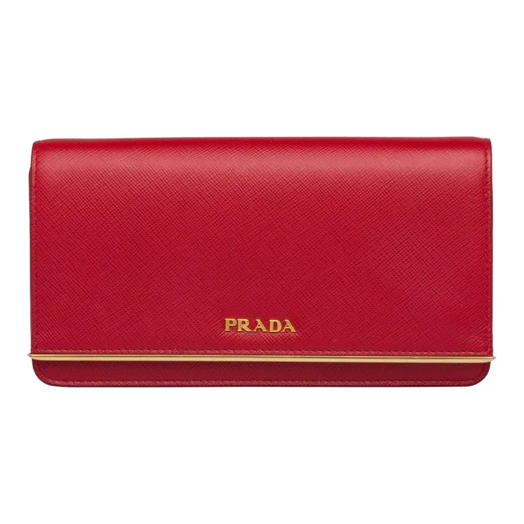 PRADA Cow Leather Clutch Mini Women's Red-0