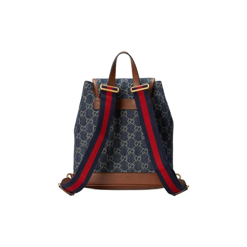 GUCCI Denim Backpack Regular Unisex Blue/Brown-2