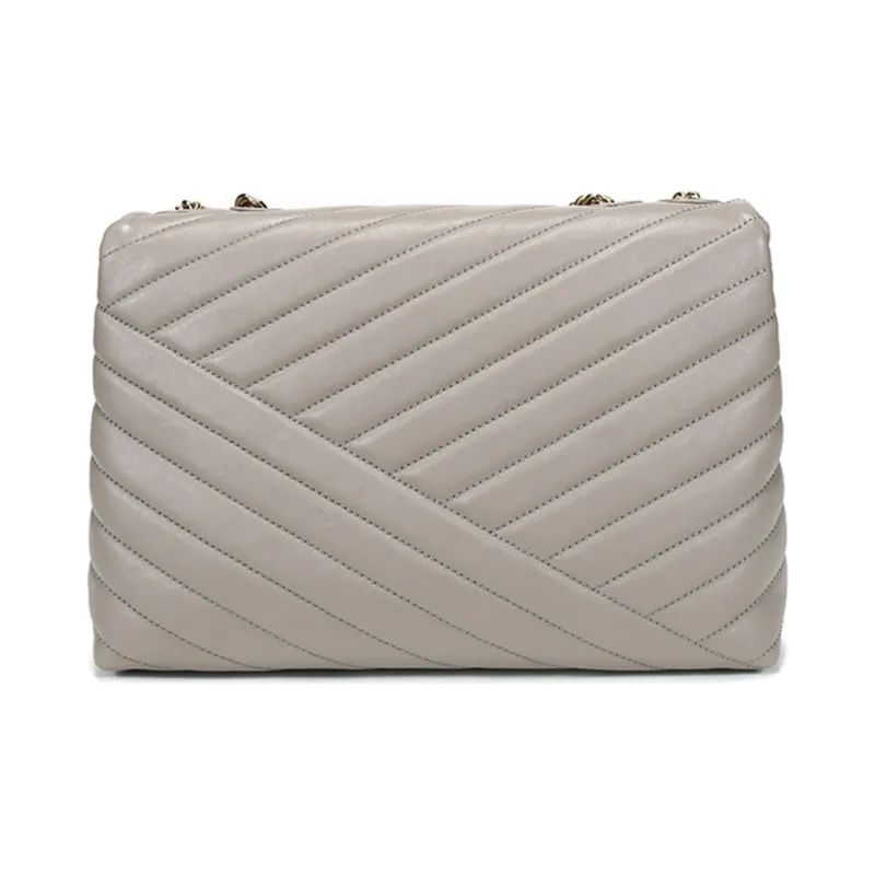 TORY BURCH Kira Sheepskin Shoulder Bag Tubas Women's Gray-3