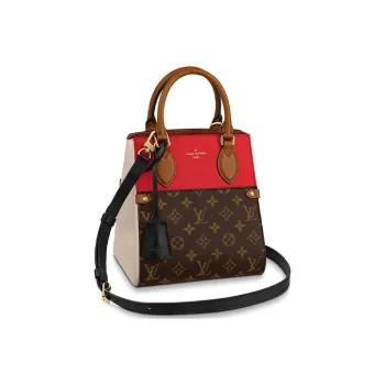 LOUIS VUITTON Canvas With Calfskin Shoulder Bag, Crossbody Bag, Handbag Women's Red White Black