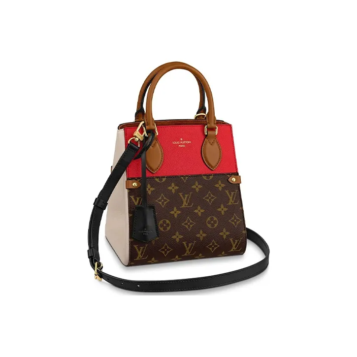 LOUIS VUITTON Canvas With Calfskin Shoulder Bag, Crossbody Bag, Handbag Women's Red White Black-0