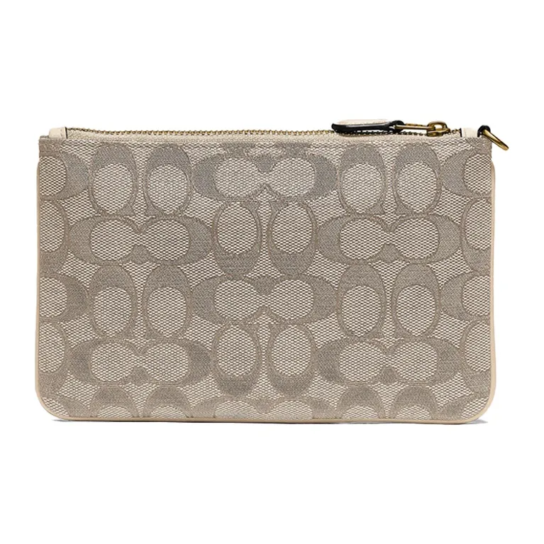 COACH Wristlet Monogram Canvas With Leather Wrist Bag Mahjong Clutch Trumpets Women's Beige Monogram-1