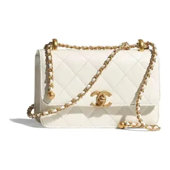 CHANEL 19Bag Calfskin Handbag, Shoulder Bag, Crossbody Bag Mini Women's White