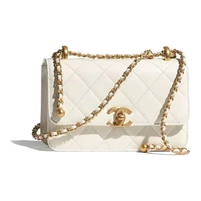 CHANEL 19Bag Calfskin Handbag, Shoulder Bag, Crossbody Bag Mini Women's White-0
