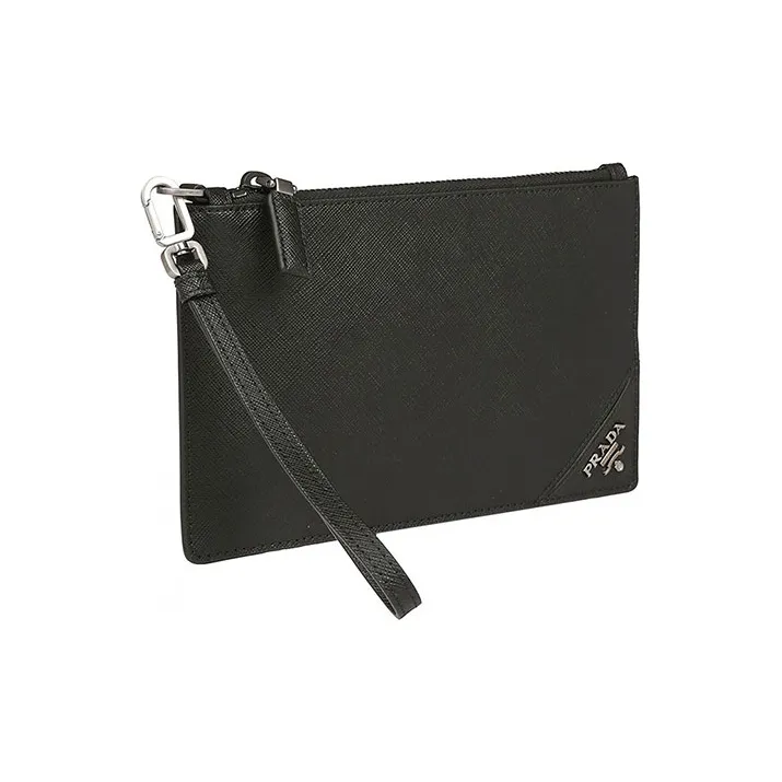PRADA Leather Card Holder Coin Purse Clutch Men's Black-2