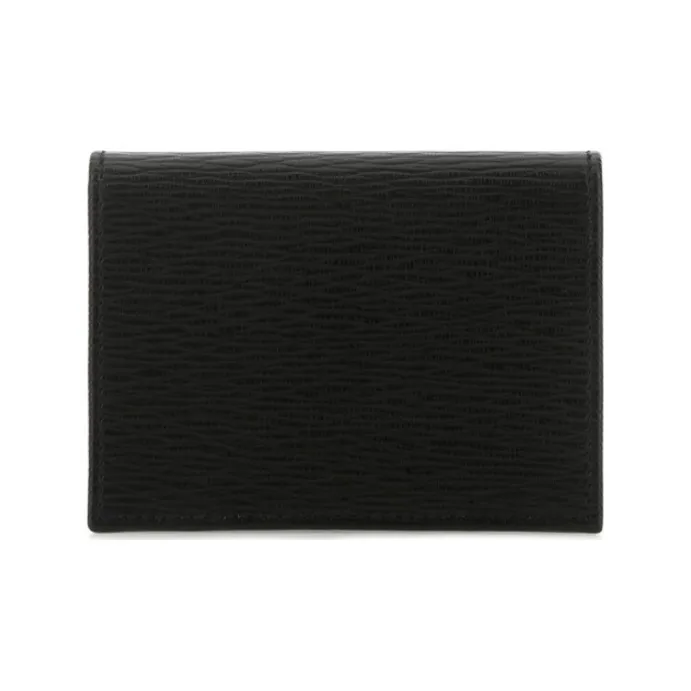 FERRAGAMO Leather Card Clip Wallets Men's Black-2