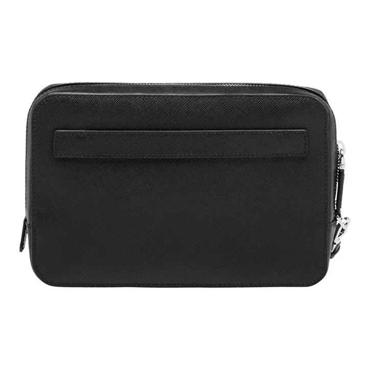 PRADA Cow Leather Clutch Men's Black-4
