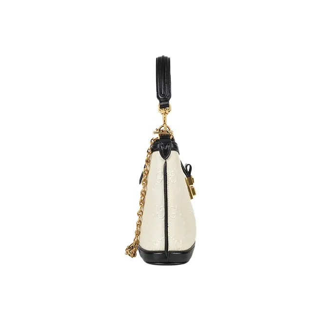 GUCCI GG Embossing Shoulder Bag Women's White-1