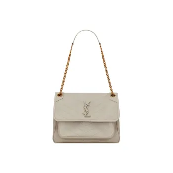 SAINT LAURENT Quilting Lambskin Hobo Bag, Crossbody Bag, Shoulder Bag Women's White