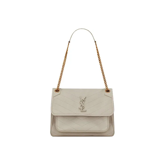 SAINT LAURENT Quilting Lambskin Hobo Bag, Crossbody Bag, Shoulder Bag Women's White-0