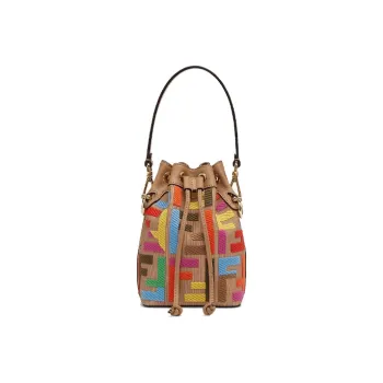 FENDI Mon Tresor Blended Polyamide Bucket Bags Shoulder Bag Crossbody Bag Handbag Mini Women's Beige & Multicolor