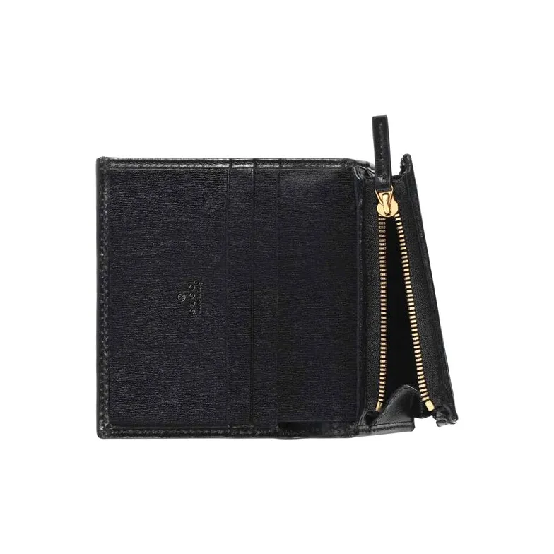 GUCCI Jackie 1961 Leather Clutch Card Holder Wallet Small Size Women's Black-4