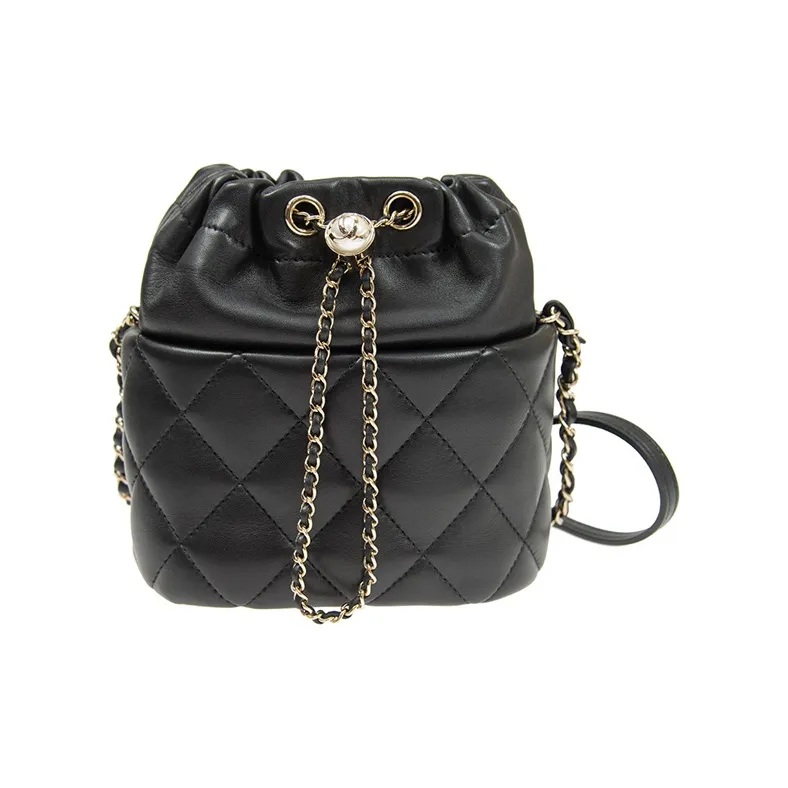 CHANEL Sheepskin Shoulder Bag, Crossbody Bag Medium Size Unisex Black-0