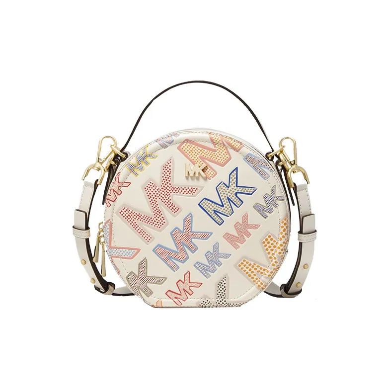 MICHAEL KORS Delaney Cow Leather Round Bag Crossbody Bag Handbag Medium Size Women's White-0