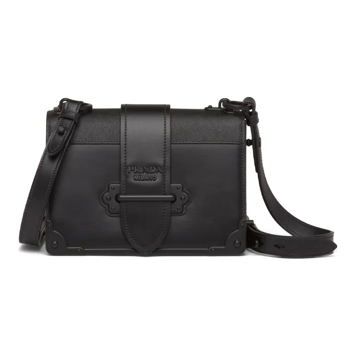 PRADA Cahier Cow Leather Small Square Bag Shoulder Bag Crossbody Bag Women's Black-0