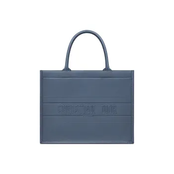 DIOR BookTote Cow Leather Tote Bag Shopping Bag Shoulder Bag Handbag Small Size Women's Denim Blue