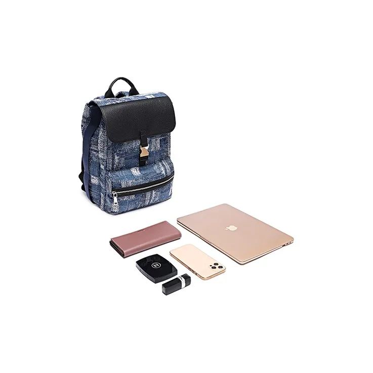 FION Fabric Travel Backpack Regular Women's Dark Blue/Black-3