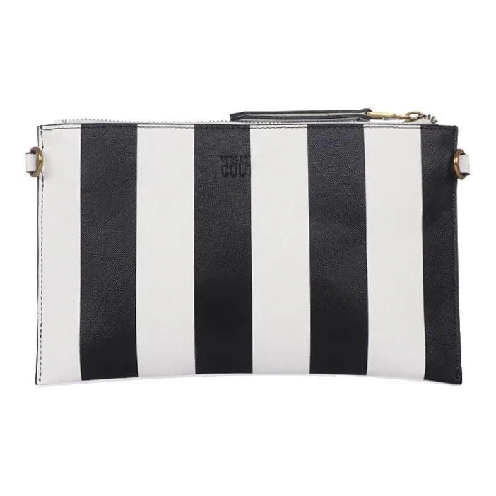 VERSACE JEANS COUTURE Polyurethane Small Square Bag, Clutch, Shoulder Bag, Crossbody Bag Women's Black White-3