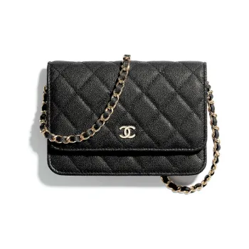 CHANEL WOC Calfskin Chain Shoulder Bag, Crossbody Bag Mini Women's Black
