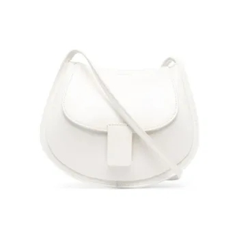 JIL SANDER Cow Leather Dome Bag Shoulder Bag Women's White