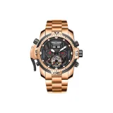 RGA3532-Rose Case Black Dial Red Hands Steel Band