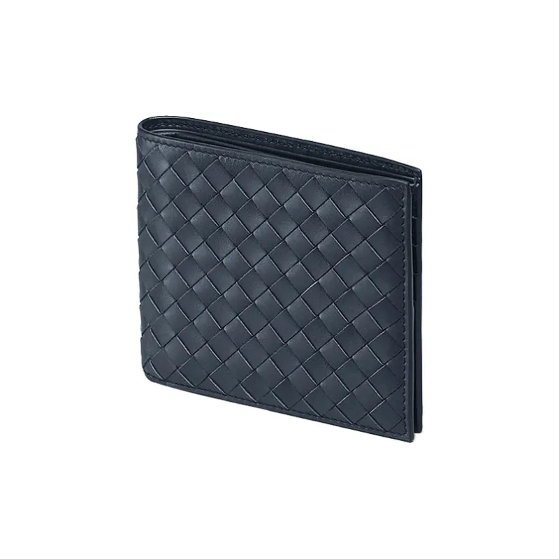 Bottega Veneta Cow Leather Card Holder, Wallet Unisex Dark Blue-1