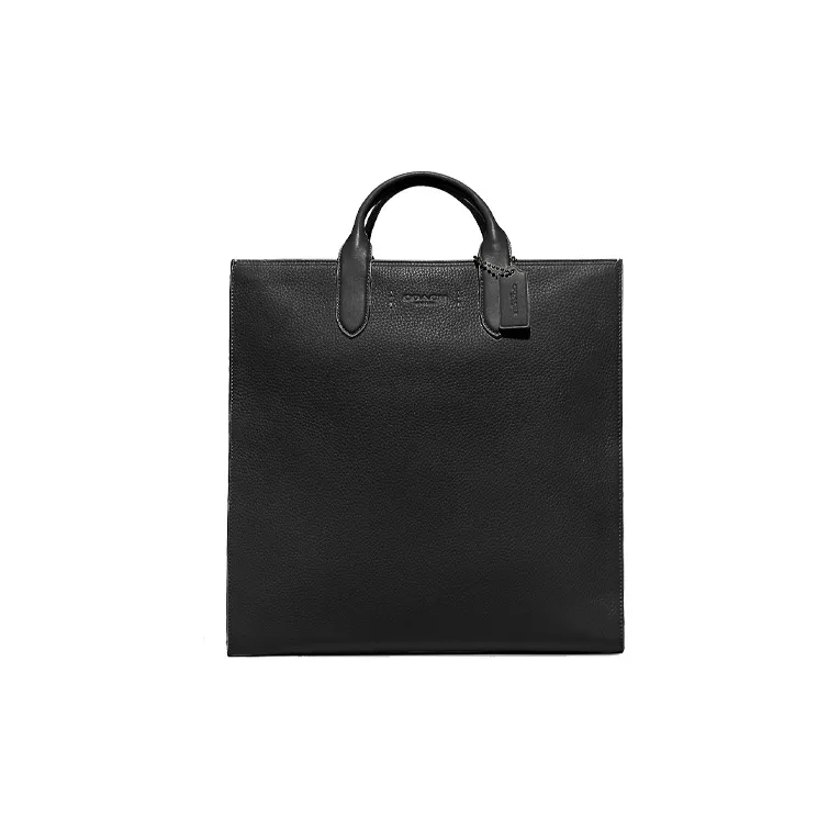 COACH Leather Tote Bag Shopping Bag Handbag Crossbody Handbag Large Size Women's Black-0