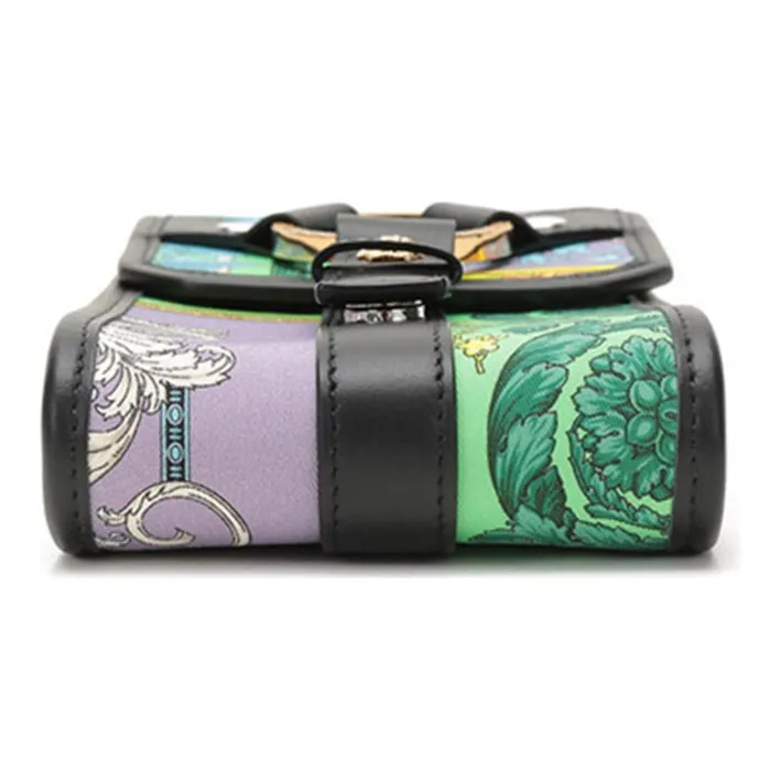 FANSIZHE VERSACE Fabric Shoulder Bag With Cell Phone Pouch Men's Purple & Green & Multicolor-4