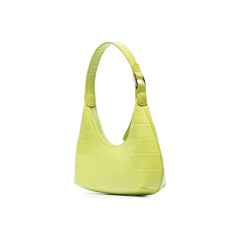 By Far Baby Amber Genuine Leather Shoulder Bag Crescent Bag Handbag Shoulder Bag Women's Lime Yellow-1