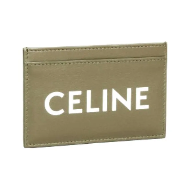 CELINE Smooth Cow Leather Card Clip Money Clip Card Holder Men's Dark Olive-2