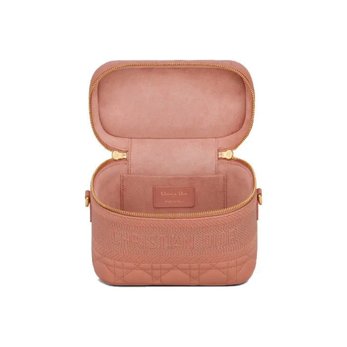 DIOR Sheepskin Toiletry Bag Handbag Shoulder Bag Crossbody Bag Clutch Small Size Women's Deep Nude-2