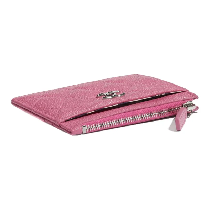 CHANEL Cow Leather Card Holder Unisex Pink-3
