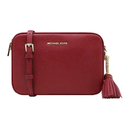 MICHAEL KORS Jet Set Cow Leather Camera Bag Shoulder Bag Crossbody Bag Medium Size Women's Burgundy