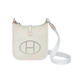 HERMES Evelyne Clemence Bullock Leather Canvas Crossbody Bag, Shoulder Bag Women's