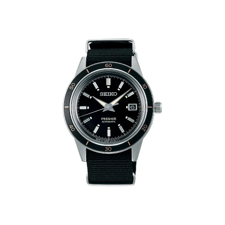 SEIKO Presage Series Mechanical Movement Nylon Strap Watch Men's Watches Black Dial SARY197-0