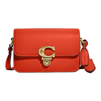 COACH Studio Cow Leather Crossbody Bag Small Size Women's Orange Red
