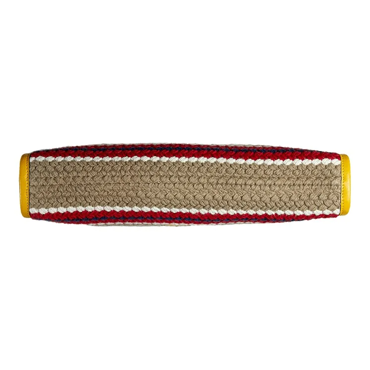 GUCCI Fabric With Leather Clutch Women's Yellow Red-4