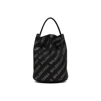 Balenciaga Fabric Bucket Bags Handbag Crossbody Bag Women's Black
