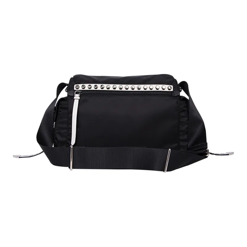 PRADA Nylon Fabric Crossbody Bag Women's Black-3